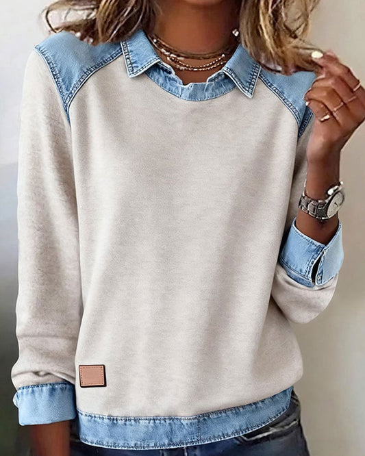 Heather | Denim Collar Blouse