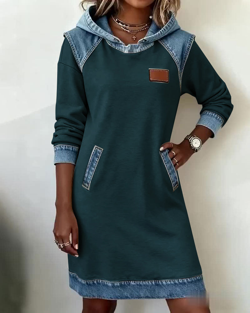 Annika | Hooded Dress with Contrast Panels
