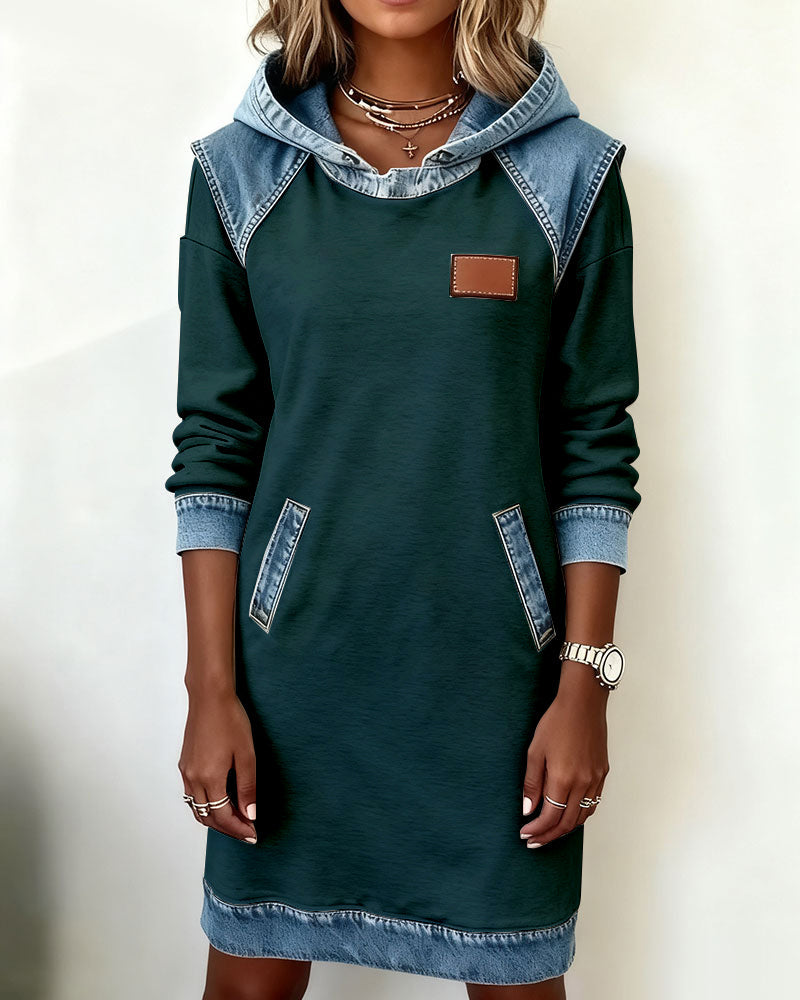 Annika | Hooded Dress with Contrast Panels