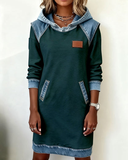Annika | Hooded Dress with Contrast Panels