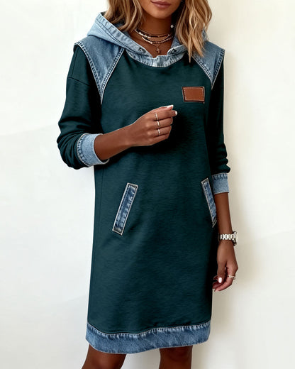 Annika | Hooded Dress with Contrast Panels