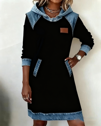 Annika | Hooded Dress with Contrast Panels