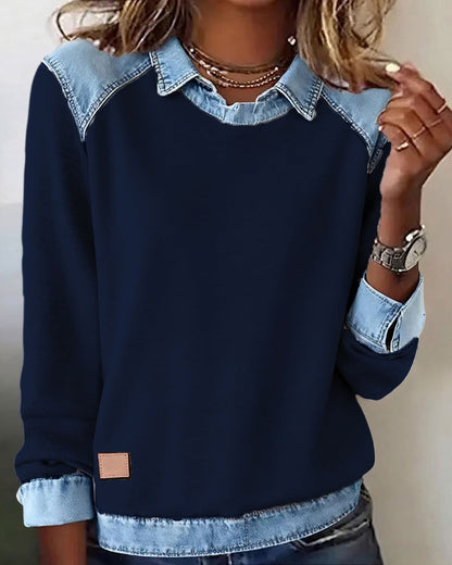 Heather | Denim Collar Blouse
