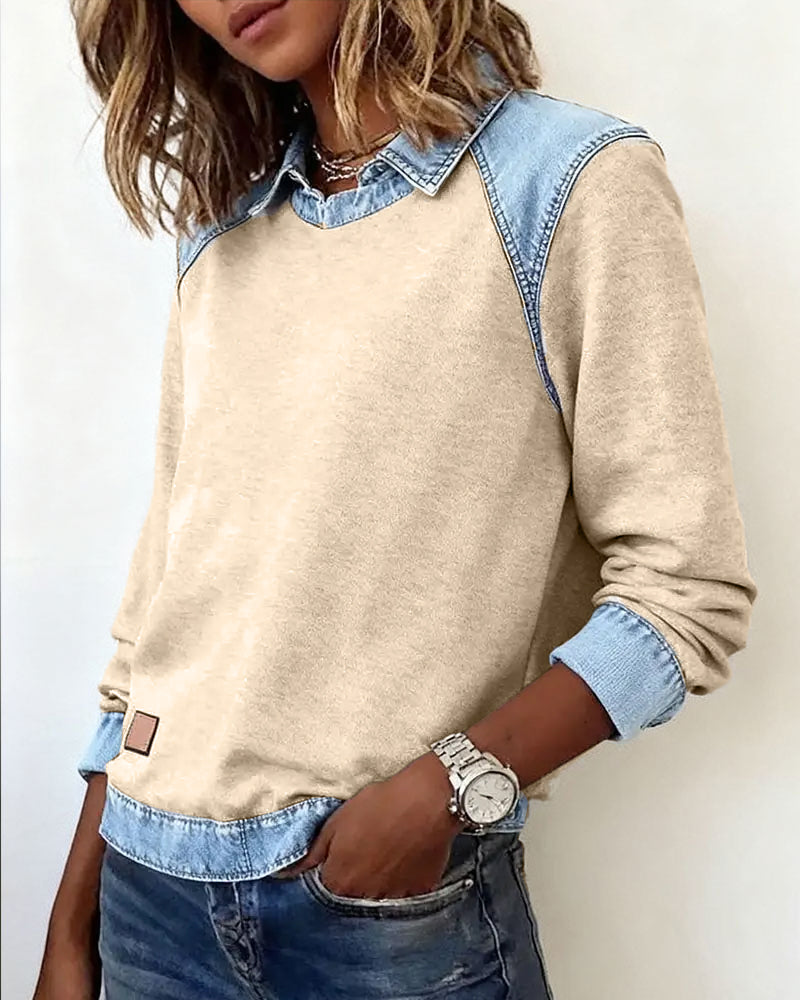 Heather | Denim Collar Blouse