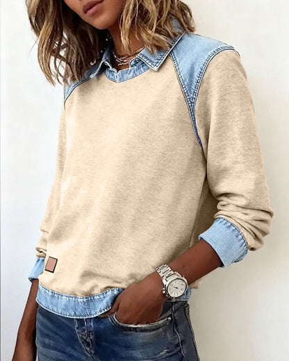 Heather | Denim Collar Blouse