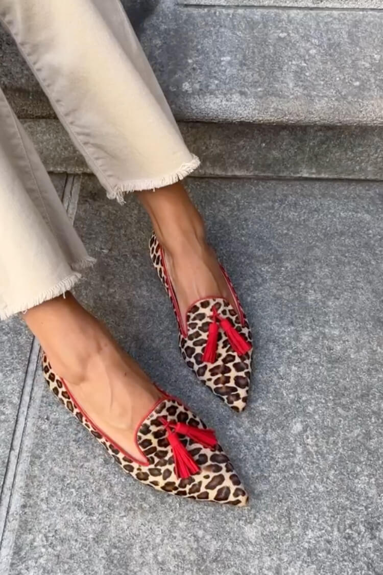 Julissa | Leopard Loafer with Red Tassels