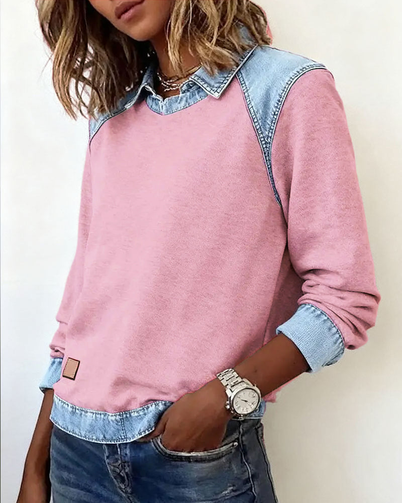 Heather | Denim Collar Blouse