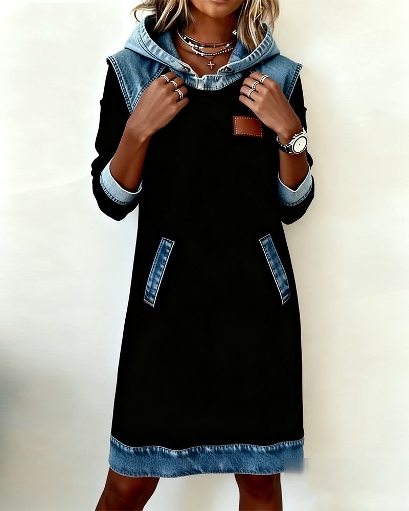Annika | Hooded Dress with Contrast Panels