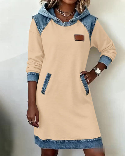Annika | Hooded Dress with Contrast Panels