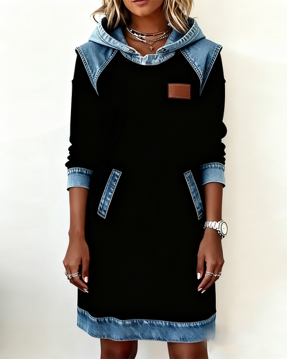 Annika | Hooded Dress with Contrast Panels