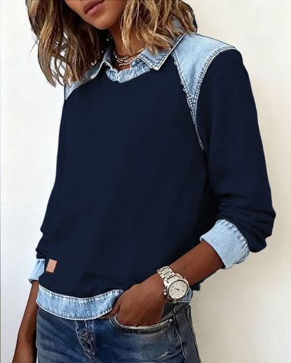 Heather | Denim Collar Blouse