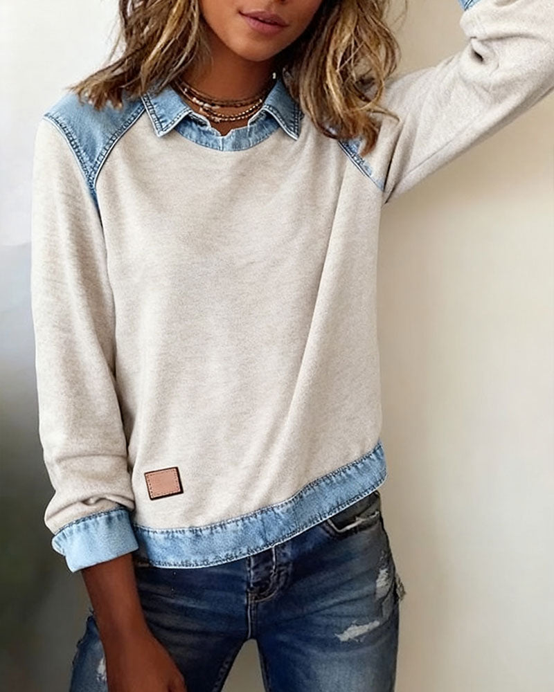 Heather | Denim Collar Blouse