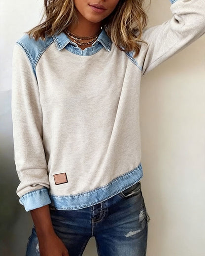 Heather | Denim Collar Blouse