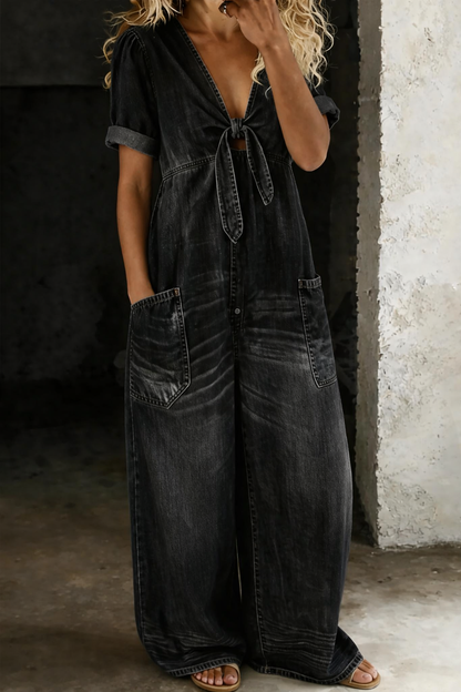 Maya | Denim Jumpsuit with V-Neck