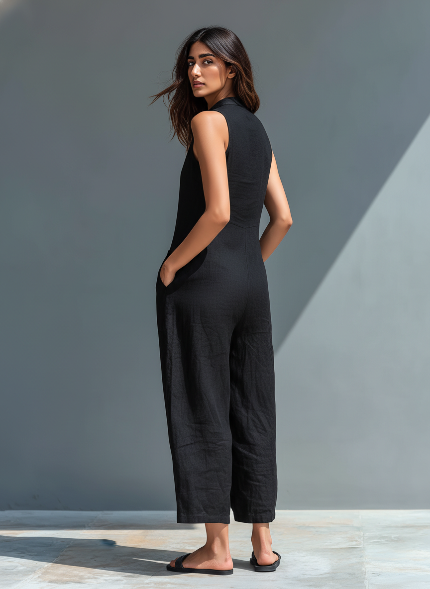 Sleeveless Linen Overall