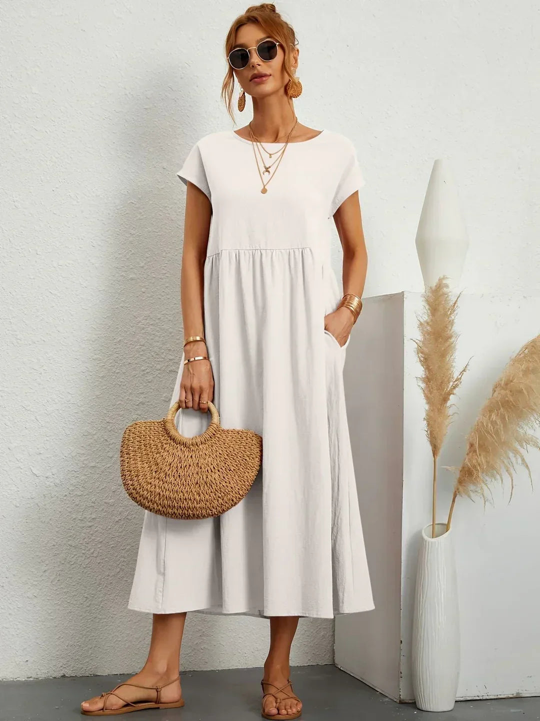 Gabrielle - Timeless Elegance Fluid Midi Dress