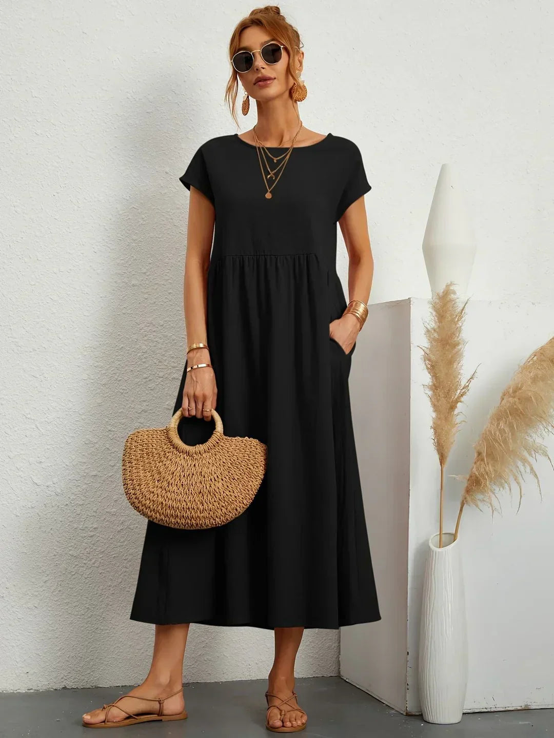 Gabrielle - Timeless Elegance Fluid Midi Dress
