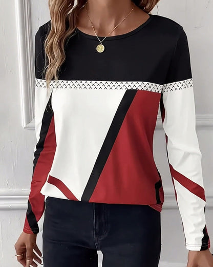 Kiera | Casual Printed T-Shirt with Round Neck and Long Sleeves