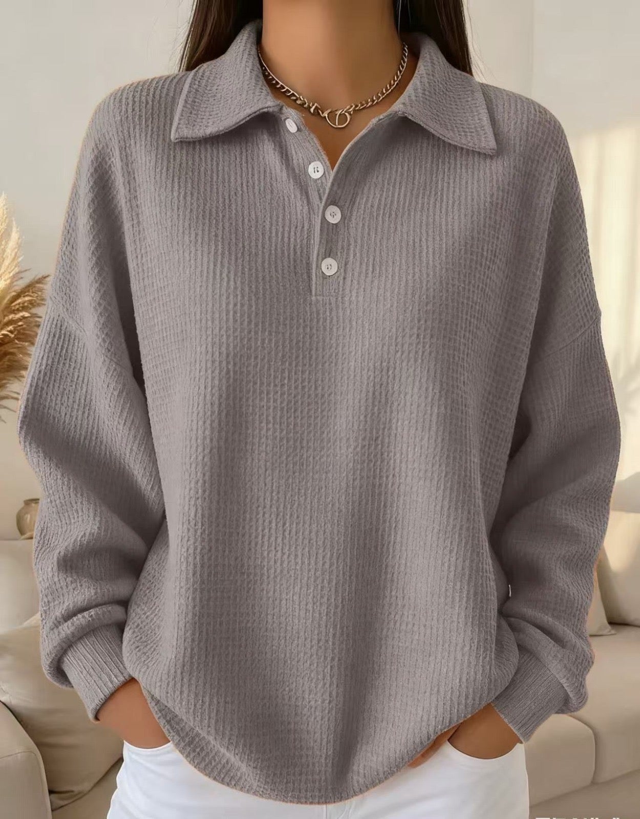 Sofia | Textured Polo Sweater