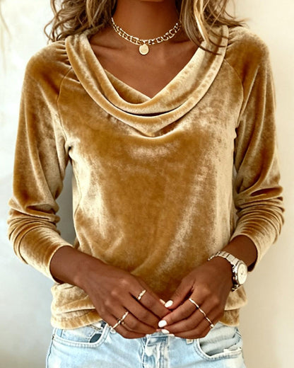 Lucienne | Velvet Drape-Neck Top