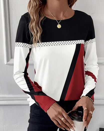 Kiera | Casual Printed T-Shirt with Round Neck and Long Sleeves