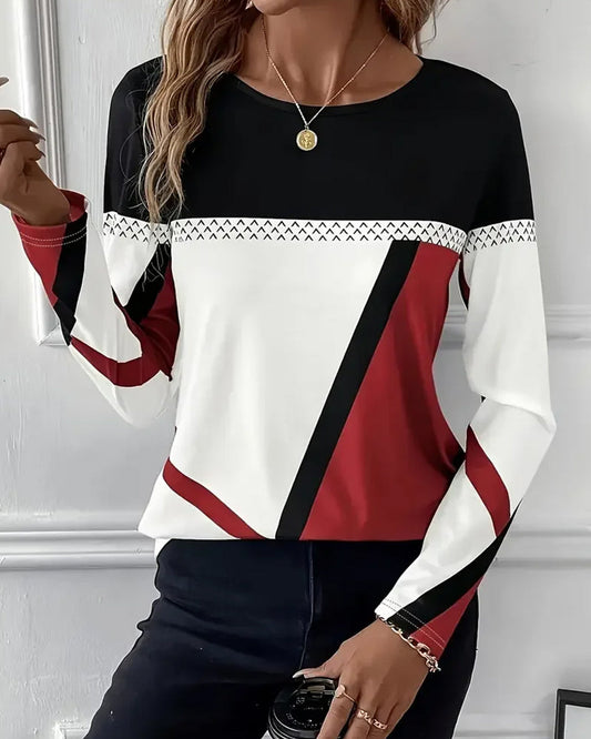 Kiera | Casual Printed T-Shirt with Round Neck and Long Sleeves