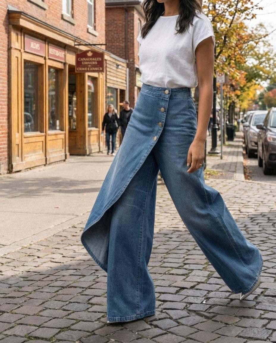 Denim Wrap Pants