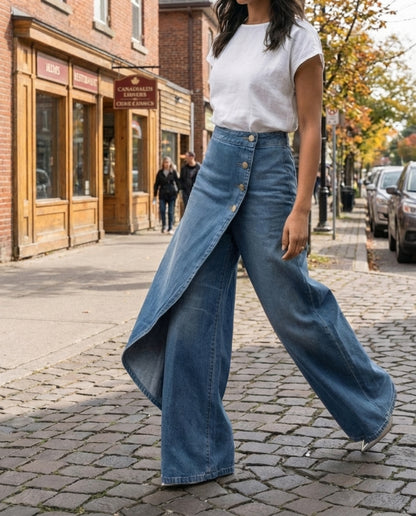 Denim Wrap Pants