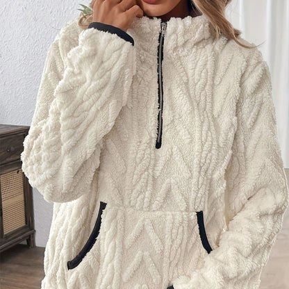 Harper | Fuzzy Half-Zip Sweatshirt with Pockets